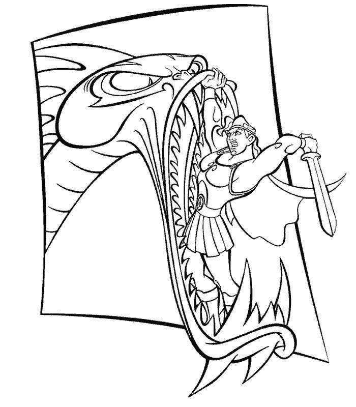 coloriage hercule combattant un dragon